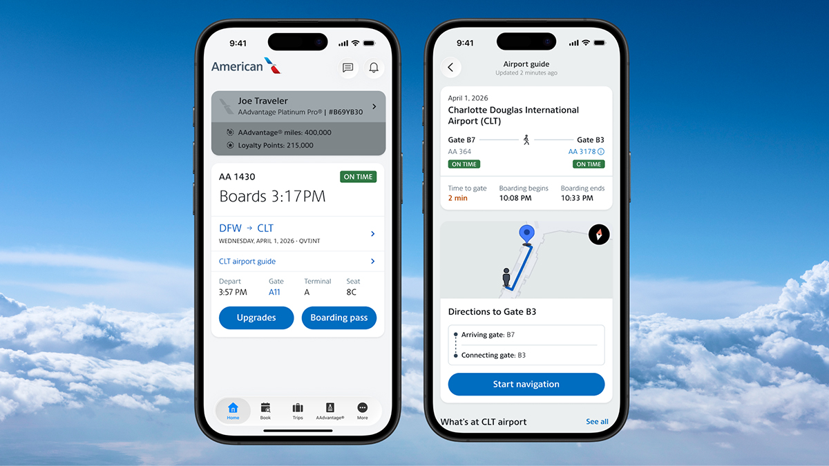 American Airlines · Mobile app — Making the trip the focal point