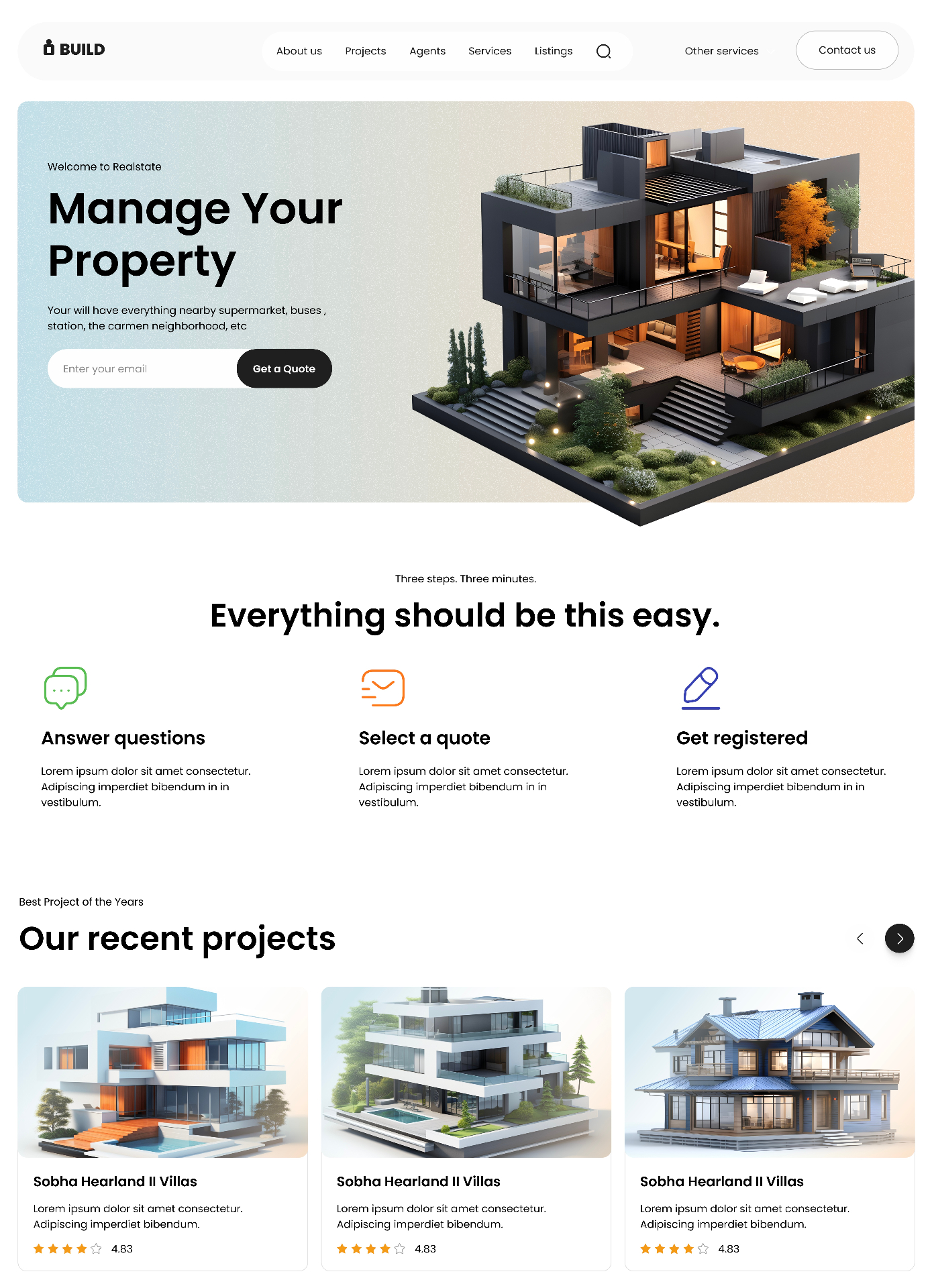 Build · Real estate platform, A property site that leads with the product, not the pitch