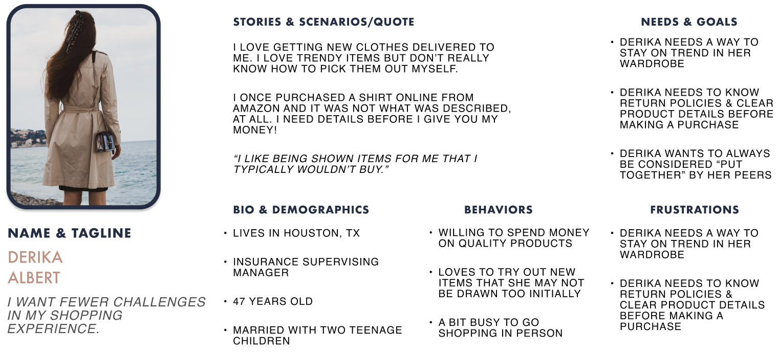 Persona summary for a style-refresh shopper who wants curated guidance