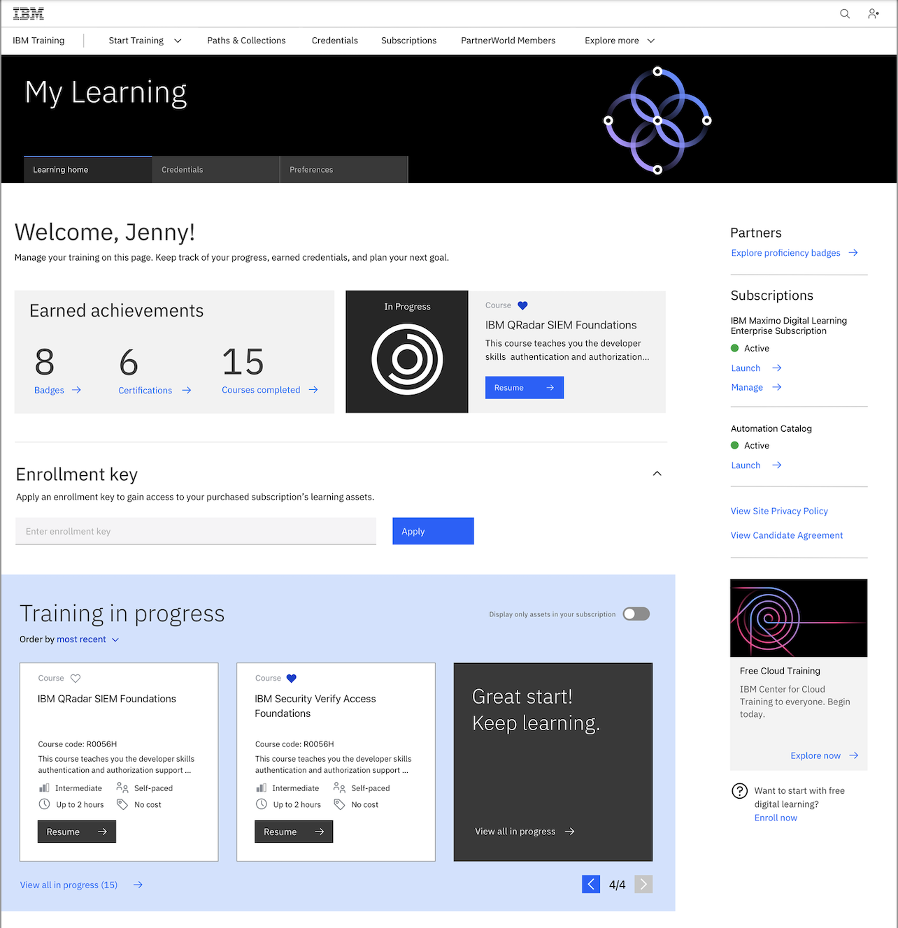IBM Training — Learning analytics dashboard
